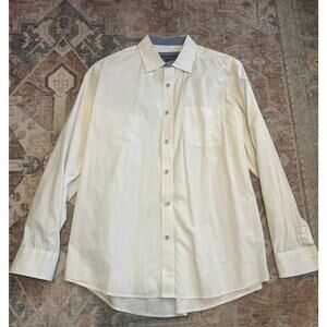 Johnson & Murphy White Button-Up Cotton Shirt, Sz Large